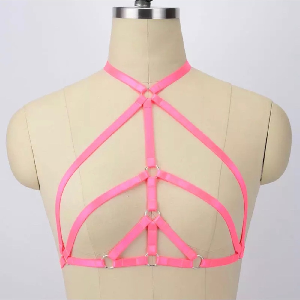 Barbie Pink satin O Ring Rave/Festival harness